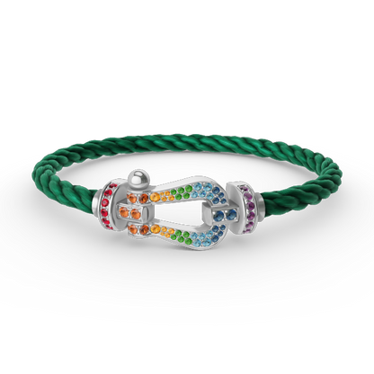 [Marin]FORC LARGE HORSESHOE  COLORED DIAMOND BRACELET SILVER