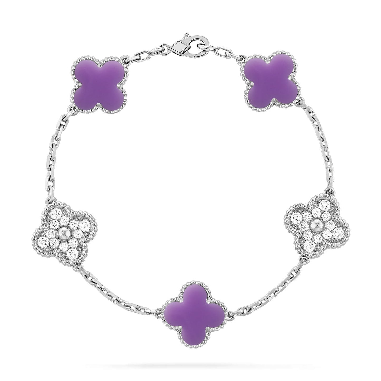 [Marin-Jewelry]クローバー 5モチーフ ライトパープル ブレスレット コレクション