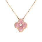[Marin]CLOVER 15MM DIAMOND RHODONITE NECKLACE