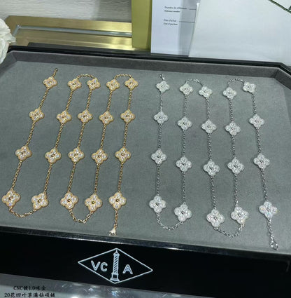 [Marin-Jewelry]CLOVER 20 MOTIFS FULL-DIAMOND NECKLACE