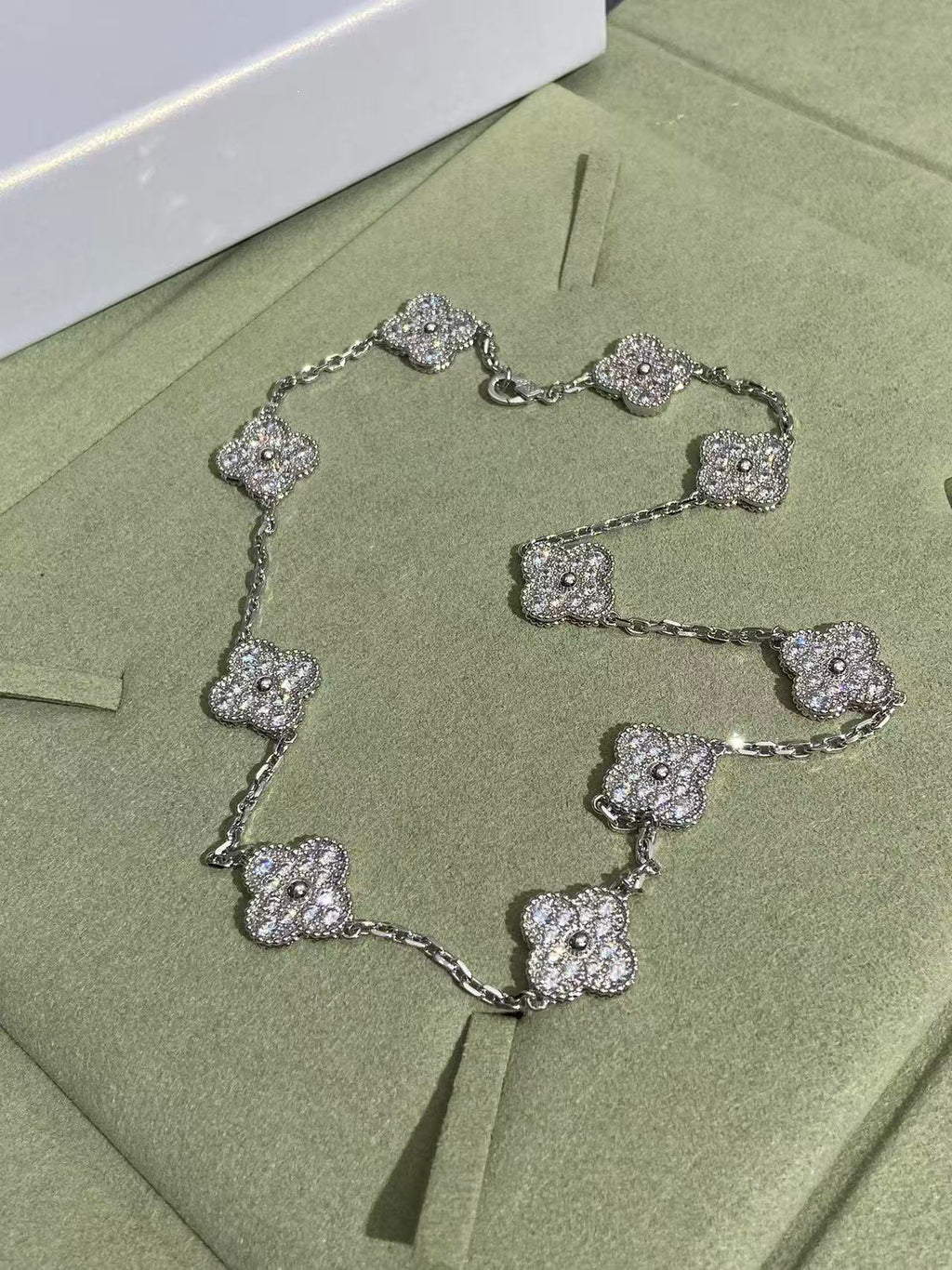 [Marin Jewelry]CLOVER 10 MOTIFS  FULL DIAMOND NECKLACE