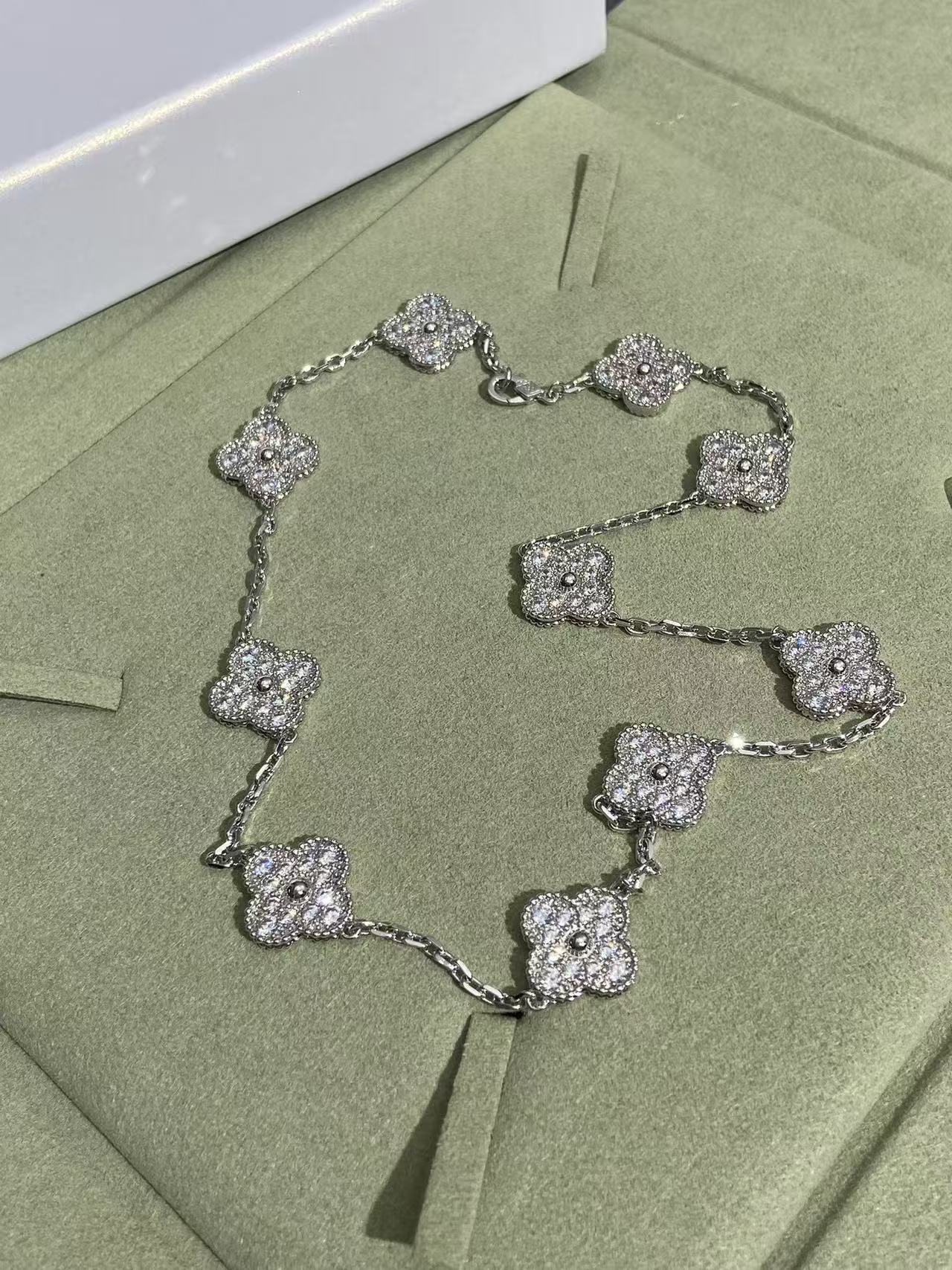 [Marin-Jewelry Jewelry] クローバー 10モチーフ フルダイヤモンドネックレス