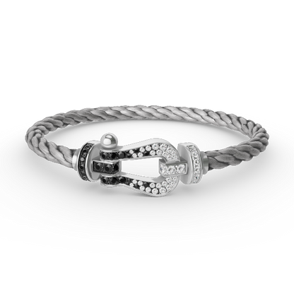[Marin]FORCE LARGE HORSESHOE BLACK WHITE DIAMOND BRACELET SILVER