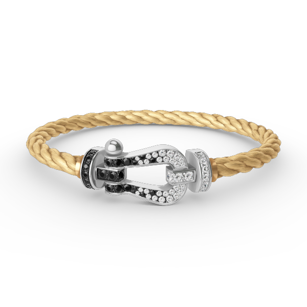 [Marin-Jewelry]FORCE LARGE HORSESHOE BLACK WHITE DIAMOND BRACELET SILVER