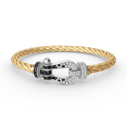[Marin-Jewelry]FORCE LARGE HORSESHOE BLACK WHITE DIAMOND BRACELET SILVER
