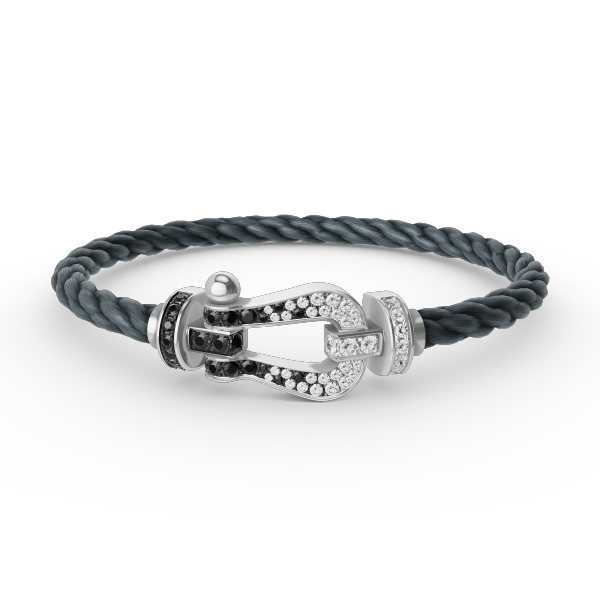 [Marin]FORCE LARGE HORSESHOE BLACK WHITE DIAMOND BRACELET SILVER