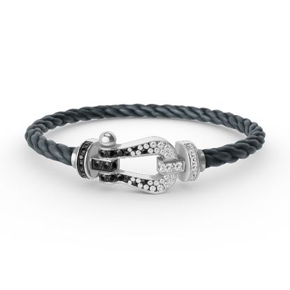 [Marin]FORCE LARGE HORSESHOE BLACK WHITE DIAMOND BRACELET SILVER