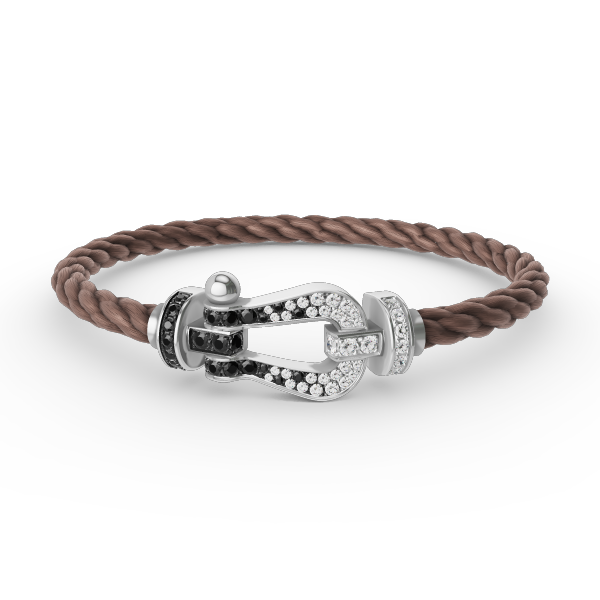 [Marin-Jewelry]FORCE LARGE HORSESHOE BLACK WHITE DIAMOND BRACELET SILVER