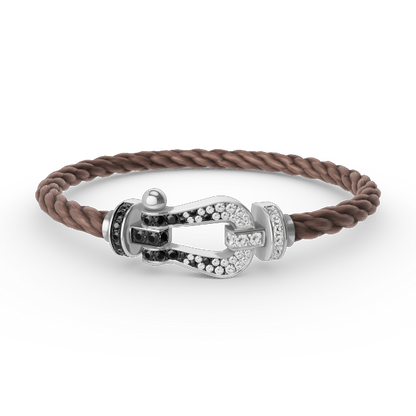 [Marin]FORCE LARGE HORSESHOE BLACK WHITE DIAMOND BRACELET SILVER