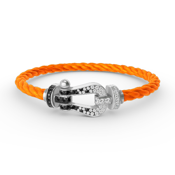 [Marin]FORCE LARGE HORSESHOE BLACK WHITE DIAMOND BRACELET SILVER