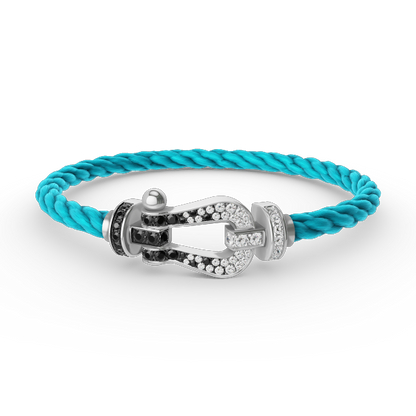 [Marin-Jewelry]FORCE LARGE HORSESHOE BLACK WHITE DIAMOND BRACELET SILVER