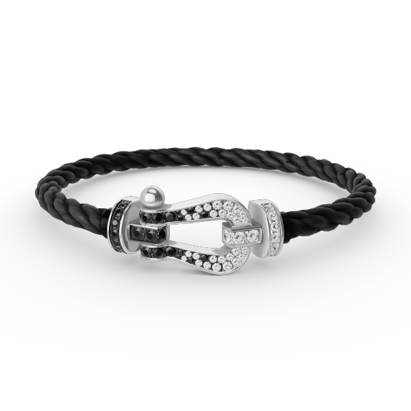 [Marin]FORCE LARGE HORSESHOE BLACK WHITE DIAMOND BRACELET SILVER