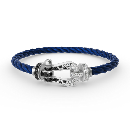 [Marin-Jewelry]FORCE LARGE HORSESHOE BLACK WHITE DIAMOND BRACELET SILVER