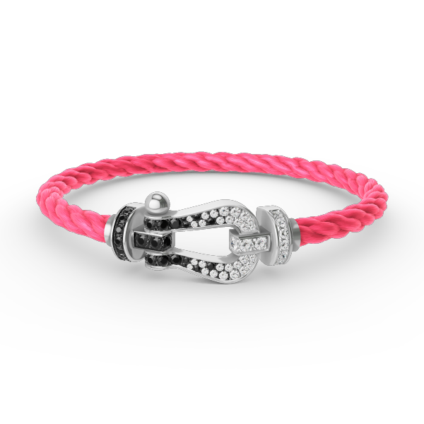 [Marin]FORCE LARGE HORSESHOE BLACK WHITE DIAMOND BRACELET SILVER