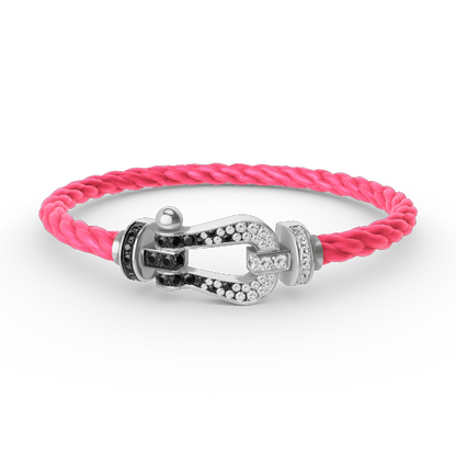 [Marin-Jewelry]FORCE LARGE HORSESHOE BLACK WHITE DIAMOND BRACELET SILVER