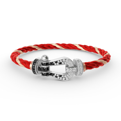 [Marin]FORCE LARGE HORSESHOE BLACK WHITE DIAMOND BRACELET SILVER