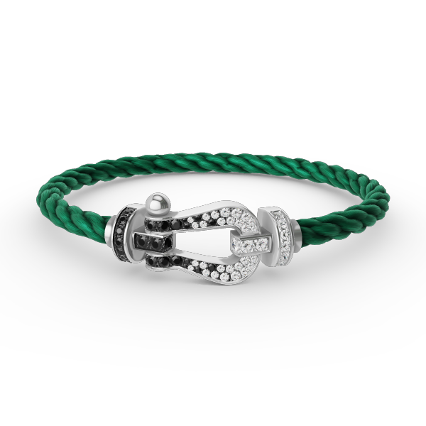 [Marin]FORCE LARGE HORSESHOE BLACK WHITE DIAMOND BRACELET SILVER