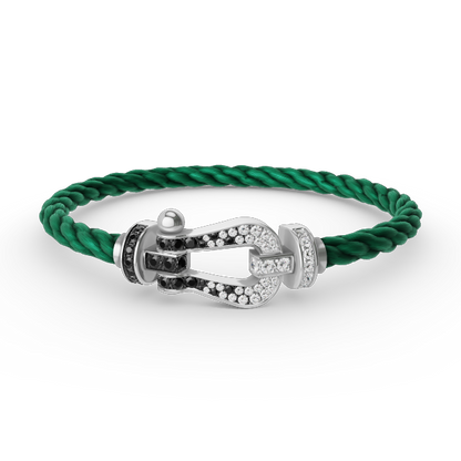 [Marin-Jewelry]FORCE LARGE HORSESHOE BLACK WHITE DIAMOND BRACELET SILVER