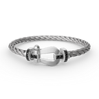 [Marin]GRAND BRACELET FER À CHEVAL EN DIAMANT NOIR EN ARGENT