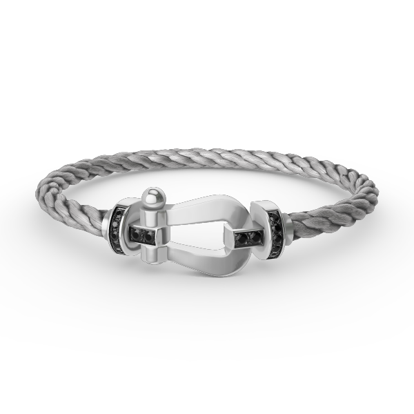 [Marin-Jewelry]FORCE LARGE HORSESHOE BLACK DIAMOND BRACELET SILVER