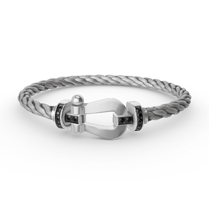[Marin-Jewelry]FORCE LARGE HORSESHOE BLACK DIAMOND BRACELET SILVER