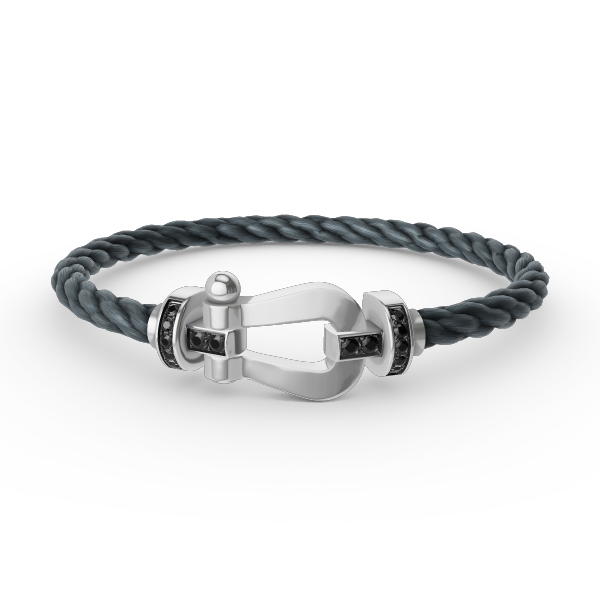 [Marin]FORCE LARGE HORSESHOE BLACK DIAMOND BRACELET SILVER