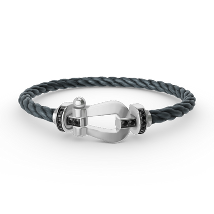 [Marin-Jewelry]FORCE LARGE HORSESHOE BLACK DIAMOND BRACELET SILVER