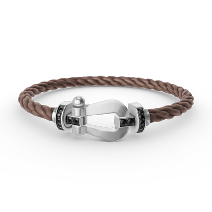 [Marin-Jewelry]FORCE LARGE HORSESHOE BLACK DIAMOND BRACELET SILVER