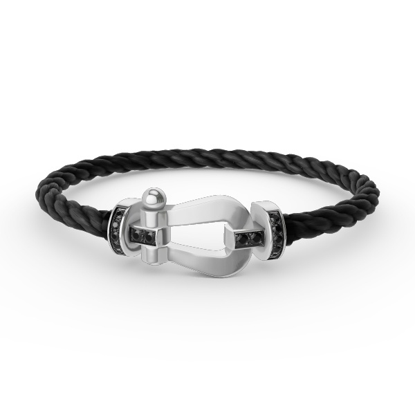 [Marin]FORCE LARGE HORSESHOE BLACK DIAMOND BRACELET SILVER