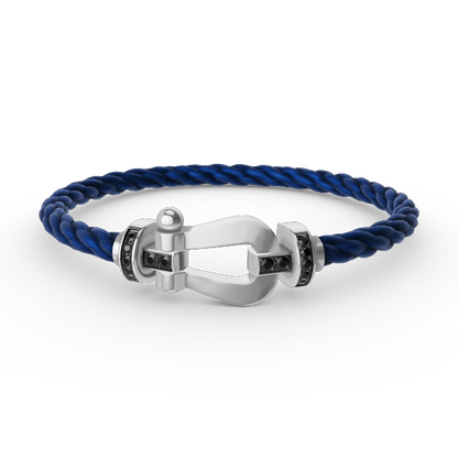 [Marin]FORCE LARGE HORSESHOE BLACK DIAMOND BRACELET SILVER