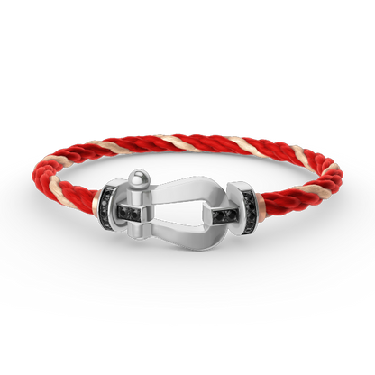 [Marin-Jewelry]FORCE LARGE HORSESHOE BLACK DIAMOND BRACELET SILVER