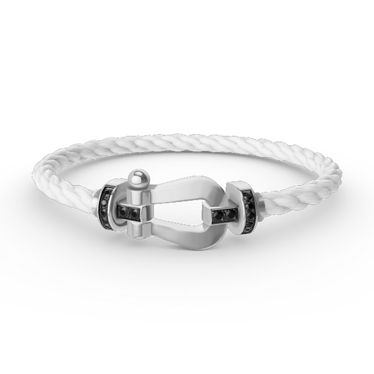 [Marin]FORCE LARGE HORSESHOE BLACK DIAMOND BRACELET SILVER