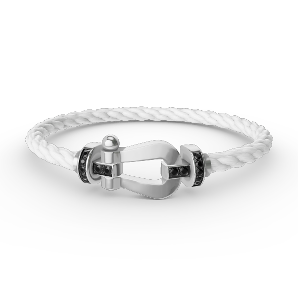 [Marin]GRAND BRACELET FER À CHEVAL EN DIAMANT NOIR EN ARGENT