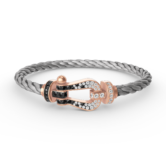 [Marin]FORCE LARGE HORSESHOE BLACK WHITE DIAMOND BRACELET ROSE GOLD