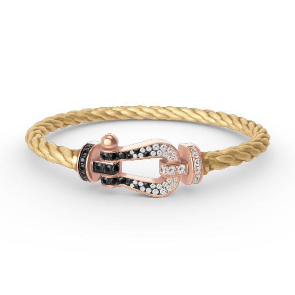 [Marin]FORCE LARGE HORSESHOE BLACK WHITE DIAMOND BRACELET ROSE GOLD