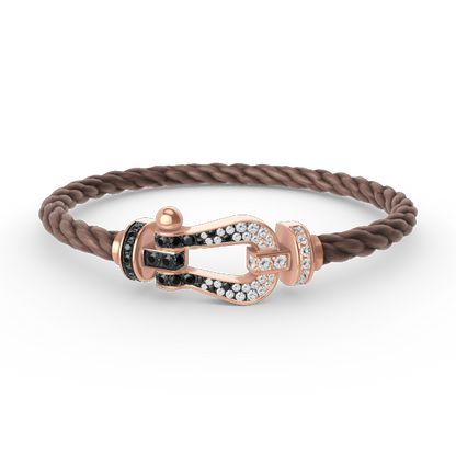 [Marin]FORCE LARGE HORSESHOE BLACK WHITE DIAMOND BRACELET ROSE GOLD