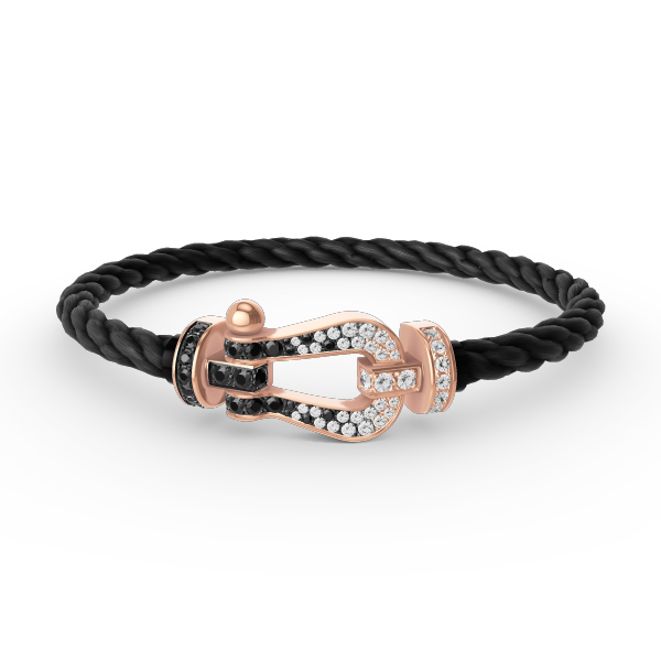 [Marin]FORCE LARGE HORSESHOE BLACK WHITE DIAMOND BRACELET ROSE GOLD