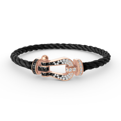 [Marin-Jewelry]FORCE LARGE HORSESHOE BLACK WHITE DIAMOND BRACELET Marin-Jewelry GOLD