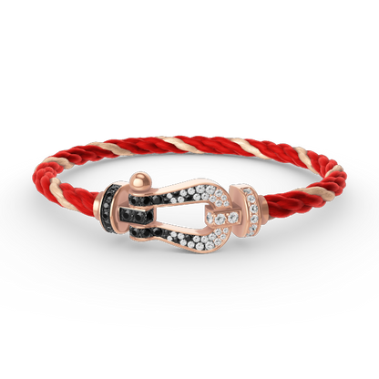 [Marin]FORCE LARGE HORSESHOE BLACK WHITE DIAMOND BRACELET ROSE GOLD