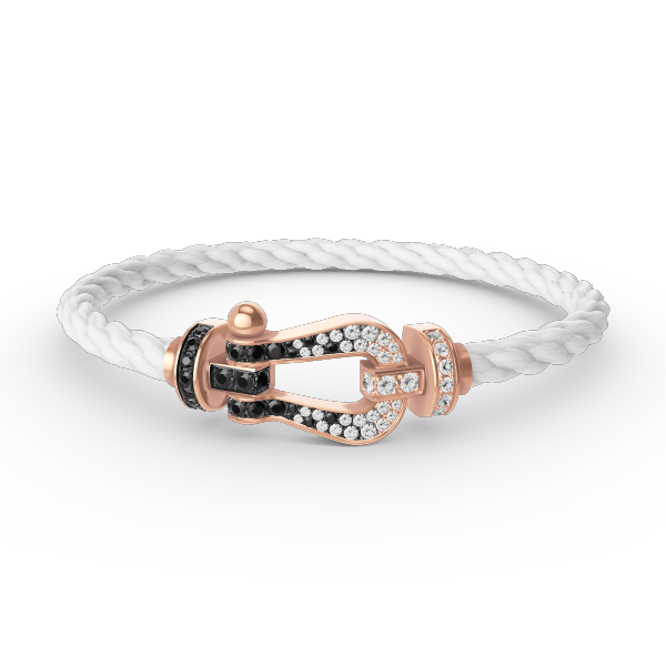 [Marin]FORCE LARGE HORSESHOE BLACK WHITE DIAMOND BRACELET ROSE GOLD