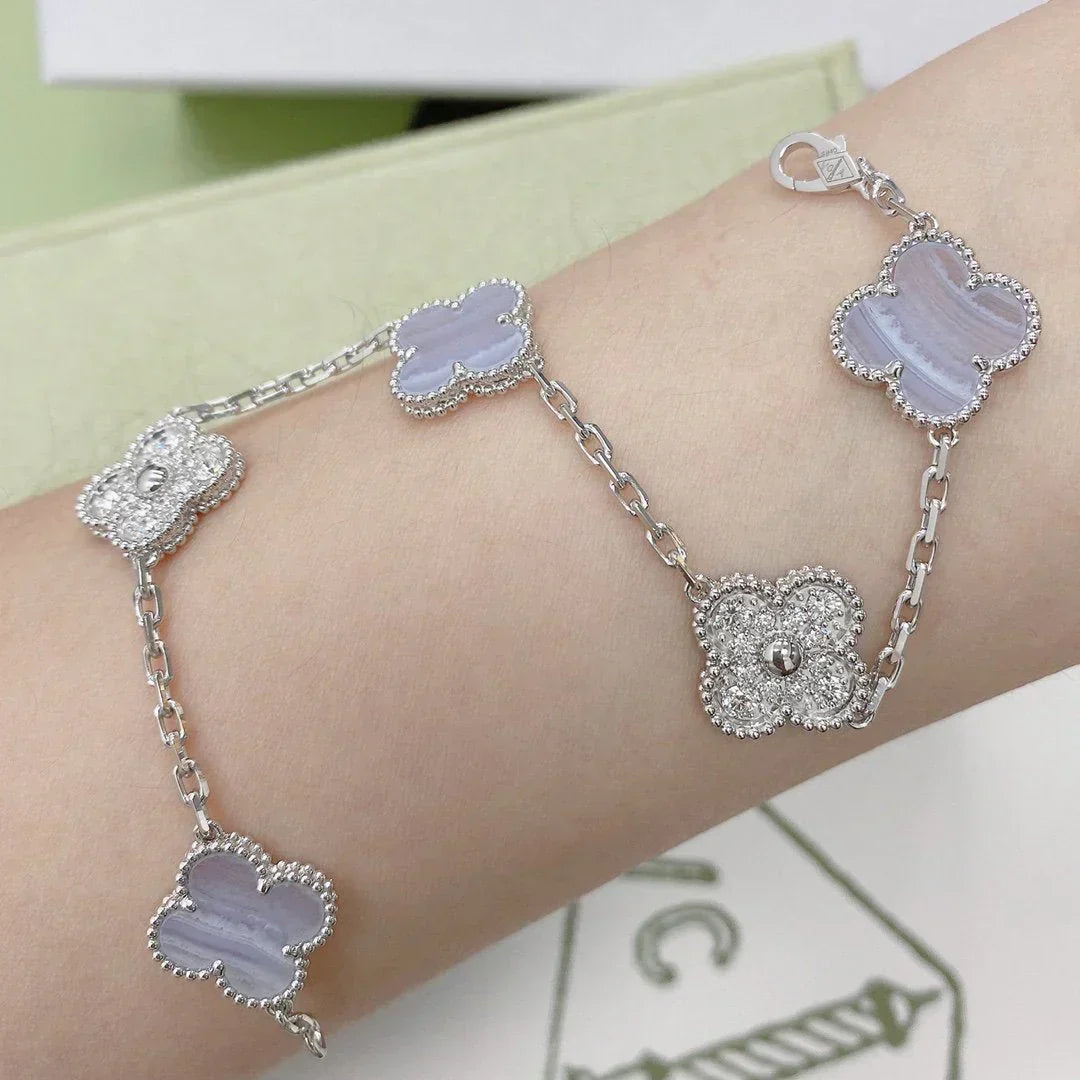 [Marin-Jewelry] クローバー 5モチーフ パープルカルセドニー ブレスレット コレクション