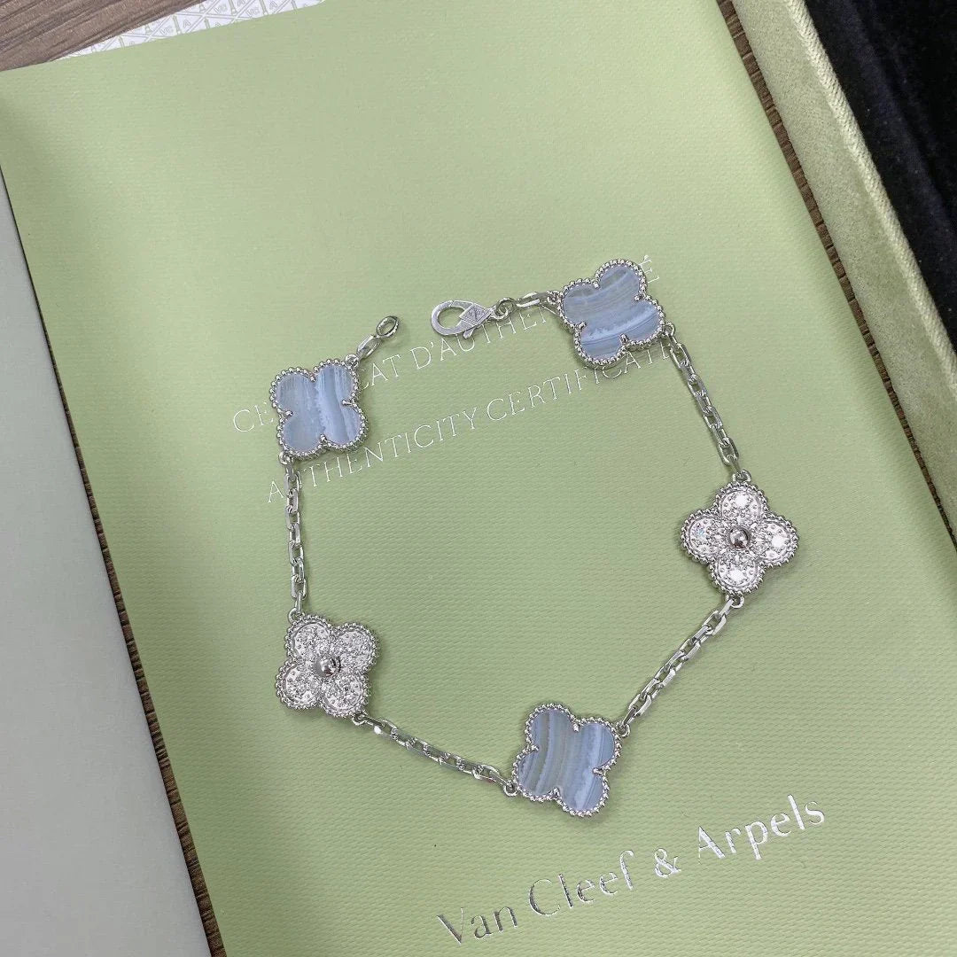 [Marin-Jewelry] クローバー 5モチーフ パープルカルセドニー ブレスレット コレクション