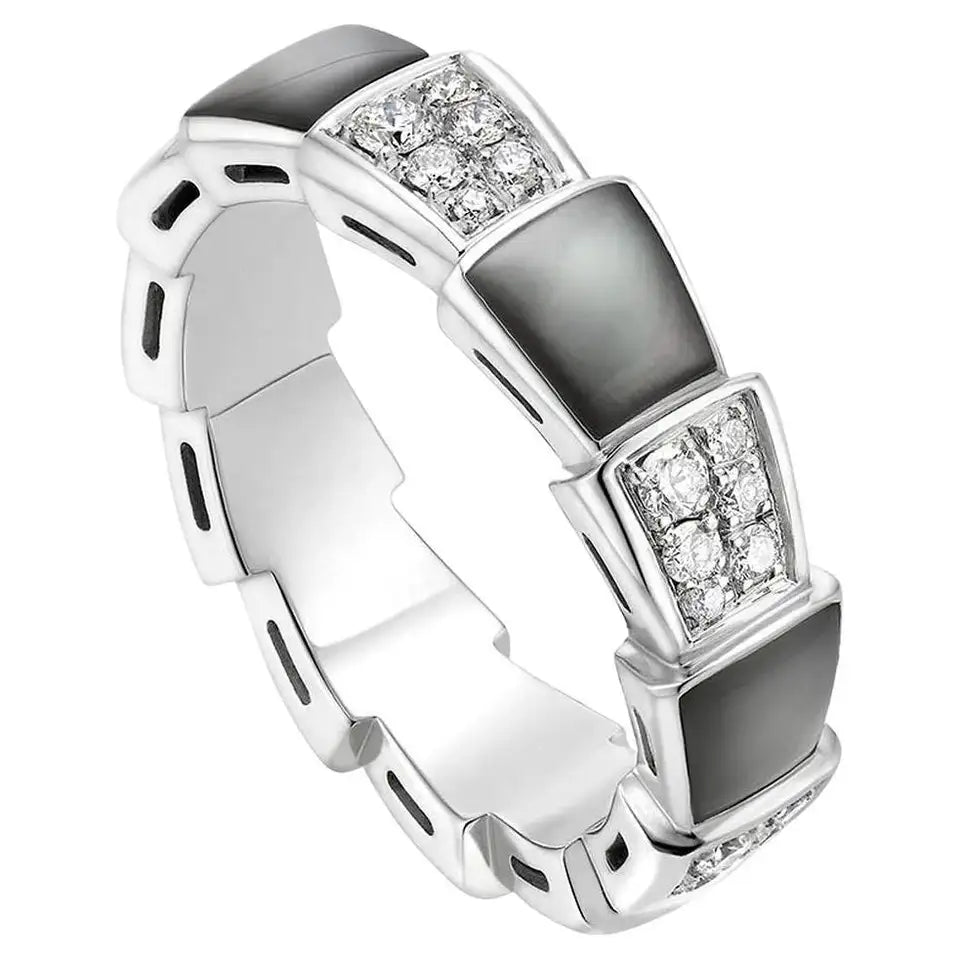[Marin]SERPENTI RING SILVER DIAMOND BLACK MOP 4MM