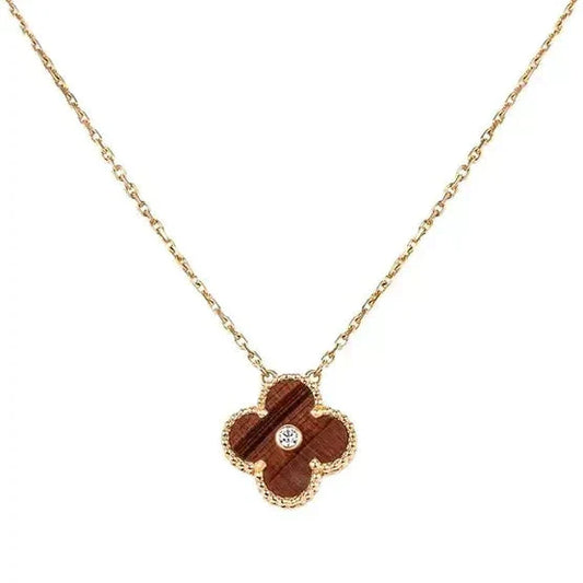[Marin]CLOVER 15MM DIAMOND AND YELLOW TIGER'S EYE AGATE necklace