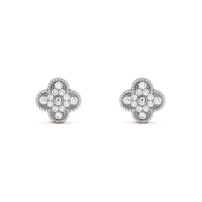 [Marin-Jewelry]CLOVER 1 MOTIFS DIAMOND STUD EARRINGS SILVER