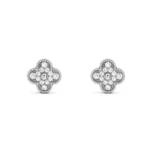 [Marin]CLOVER 1 MOTIFS DIAMOND STUD EARRINGS SILVER