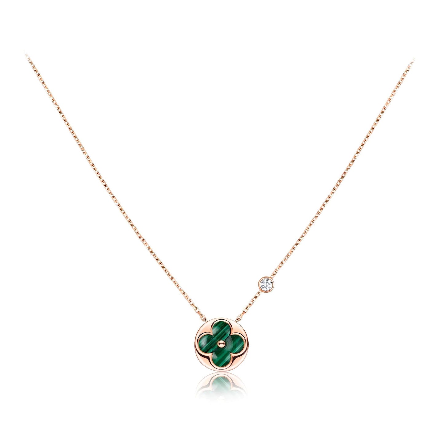 [Marin-Jewelry]SUN PEDANT PINK GOLD 1 DIAMOND NECKLACE