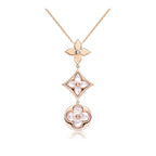 [Marin]COLOR BLOSSOM LARIAT NECKLACE PINK GOLD WHITE MOTHER PEARL AND DIAMOND