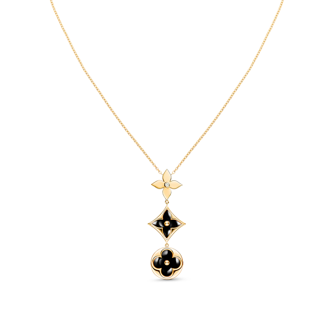 [Marin-Jewelry]STAR AND SUN ONYX PINK GOLD NECKLACE