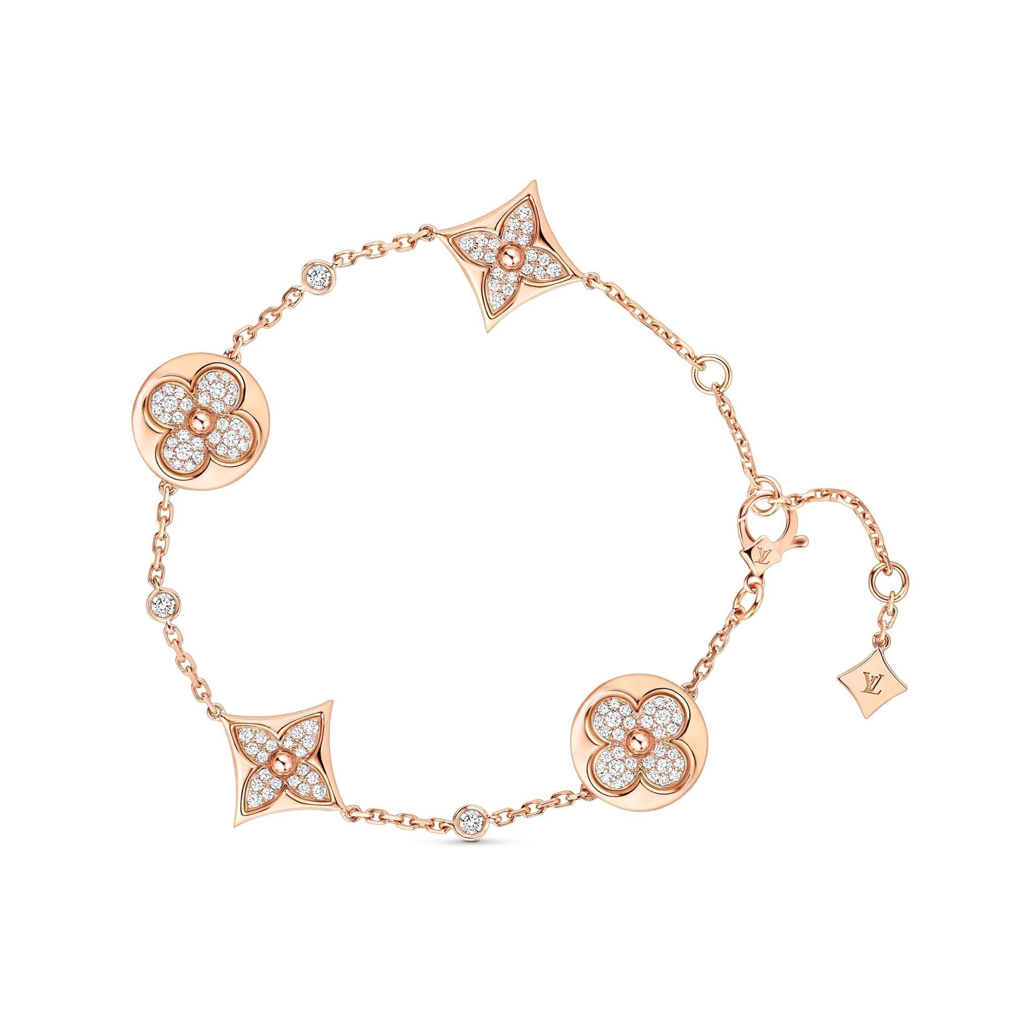 [Marin]BRACELET 4 MOTIFS OR ET DIAMANTS ÉTOILE ET SOLEIL
